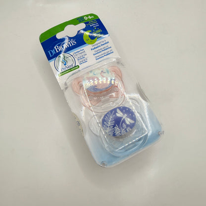 Dr. Brown's PreVent™ Contoured Glow-In-The-Dark Silicone Pacifiers 0-6m Pink Swan