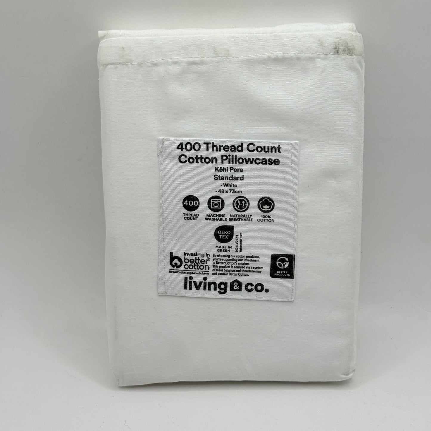 Living & Co. – 400 Thread Count Cotton Pillowcase Standard