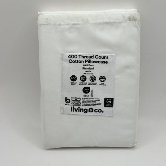 Living & Co. – 400 Thread Count Cotton Pillowcase Standard