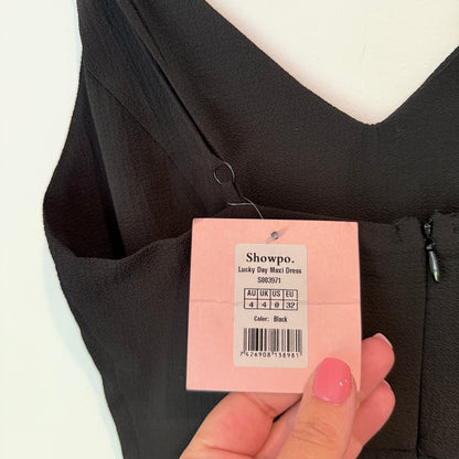 Showpo Lucky Day Maxi Dress Black Size 4