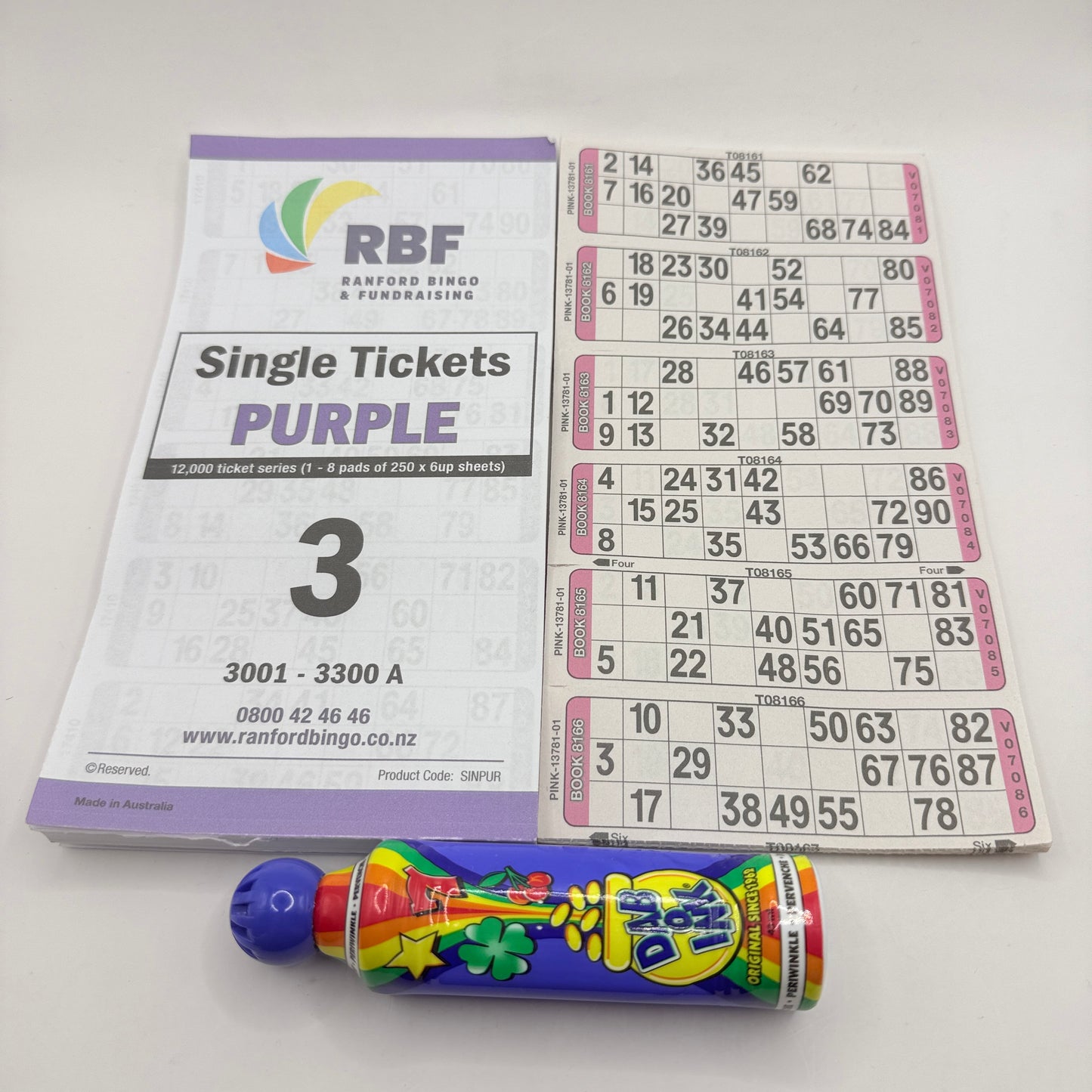 Ranford Bingo Single Tickets Purple Pad & Dabber Set