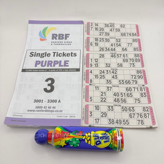 Ranford Bingo Single Tickets Purple Pad & Dabber Set