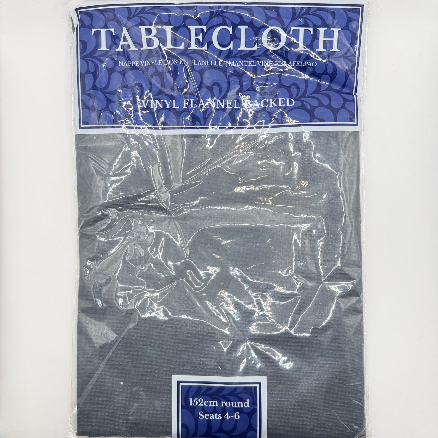 Round Vinyl Flannel-Backed Tablecloth 152cm