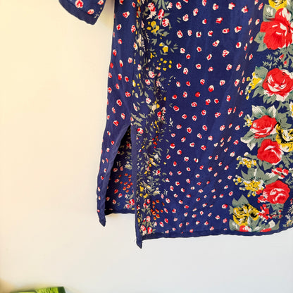 Qiao Nuo Size M (44cm U/Arm) – Floral 100% Silk Batik Shirt