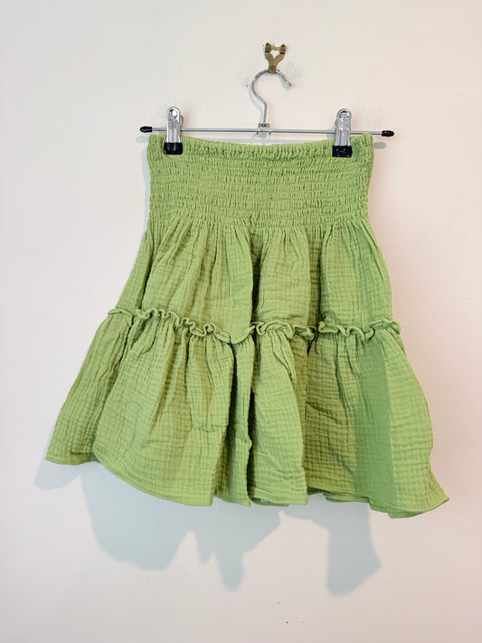Brand Unknown One Size (6-12) Tiered Green Ruffle Skirt