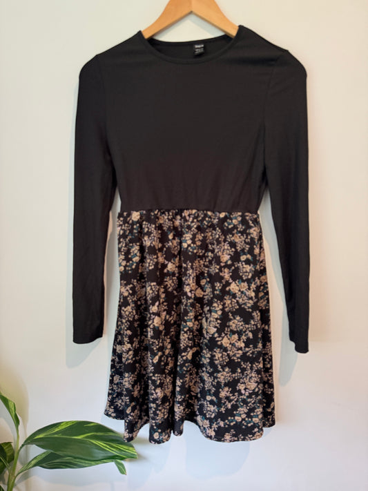 Shein Size S Floral Print Mock Neck Mini Dress