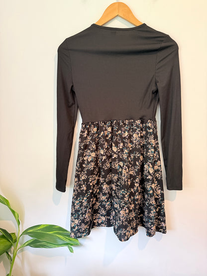 Shein Size S Floral Print Mock Neck Mini Dress