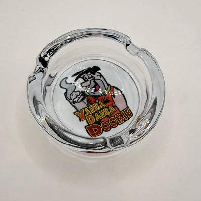 Yabba Dabba Doobie Glass Ashtray – Retro Cartoon Stoner Design (Round)