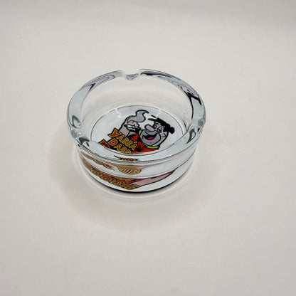 Yabba Dabba Doobie Glass Ashtray – Retro Cartoon Stoner Design (Round)