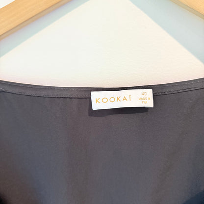 Kookai Black V-Neck Puff Sleeve Bodysuit – Size 40