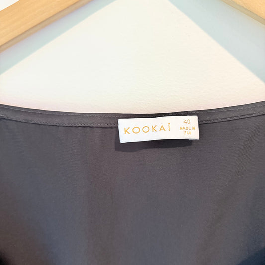 Kookai Black V-Neck Puff Sleeve Bodysuit – Size 40