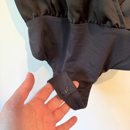 Kookai Black V-Neck Puff Sleeve Bodysuit – Size 40