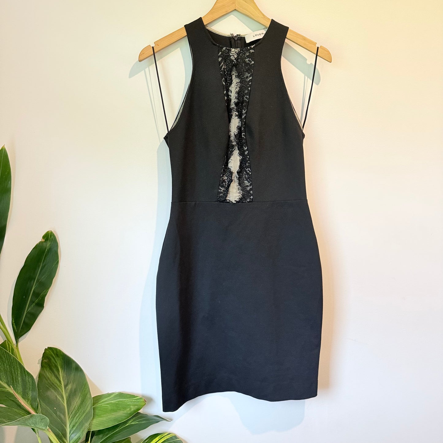 Lover The Panel Black Lace High-Neck Bodycon Dress - Size 6