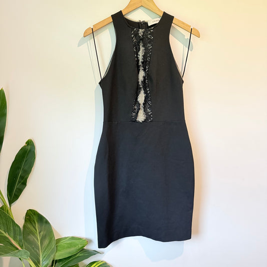 Lover The Panel Black Lace High-Neck Bodycon Dress - Size 6