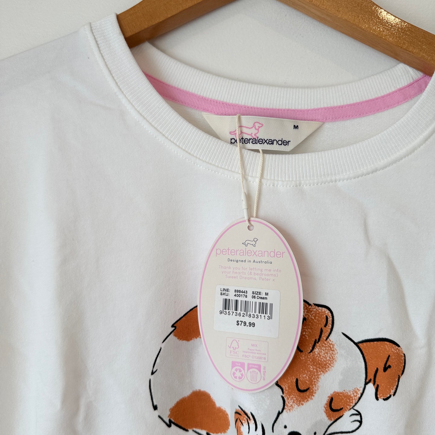 Peter Alexander Dog Sweat Top – Cream Size M
