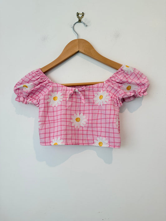 Shein Size S Floral Smocked Crop Top