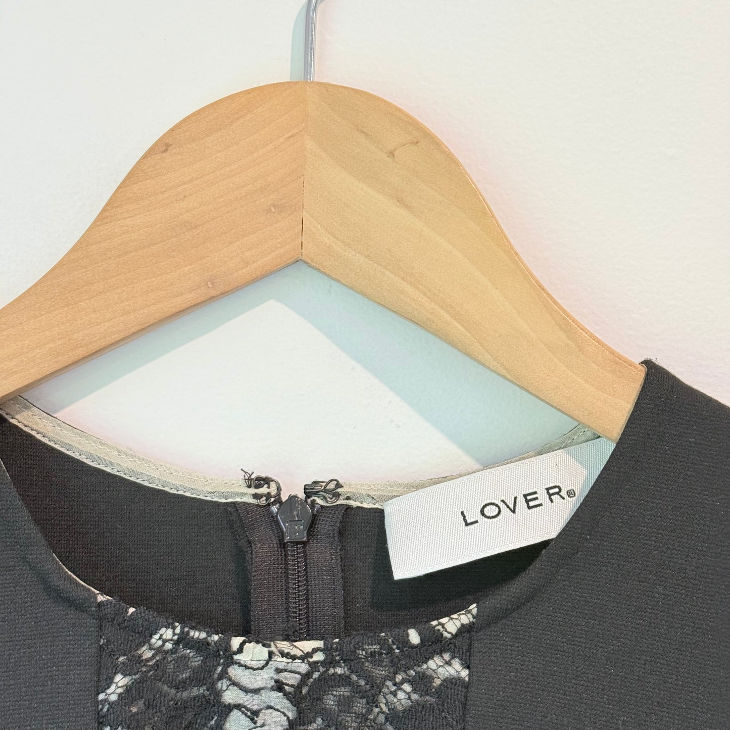 Lover The Panel Black Lace High-Neck Bodycon Dress - Size 6