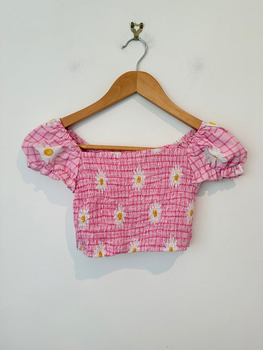 Shein Size S Floral Smocked Crop Top