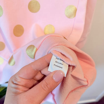 Charlo Pink Polka Cotton Sweatshirt Dress Size 8