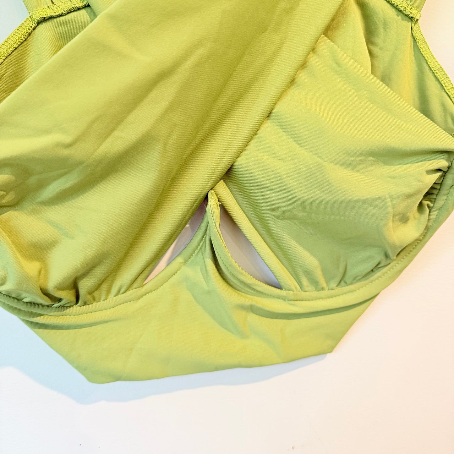 SHEIN Light Green Criss-Cross Halter Crop Top – Trendy, Size L