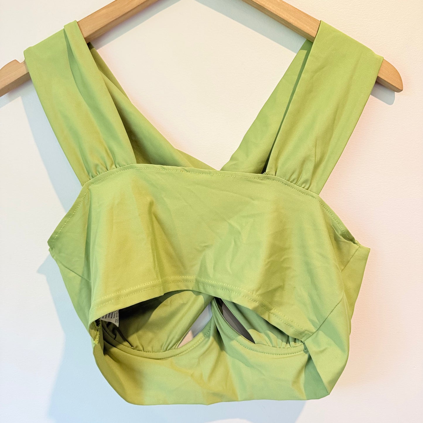 SHEIN Light Green Criss-Cross Halter Crop Top – Trendy, Size L