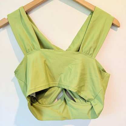 SHEIN Light Green Criss-Cross Halter Crop Top – Trendy, Size L