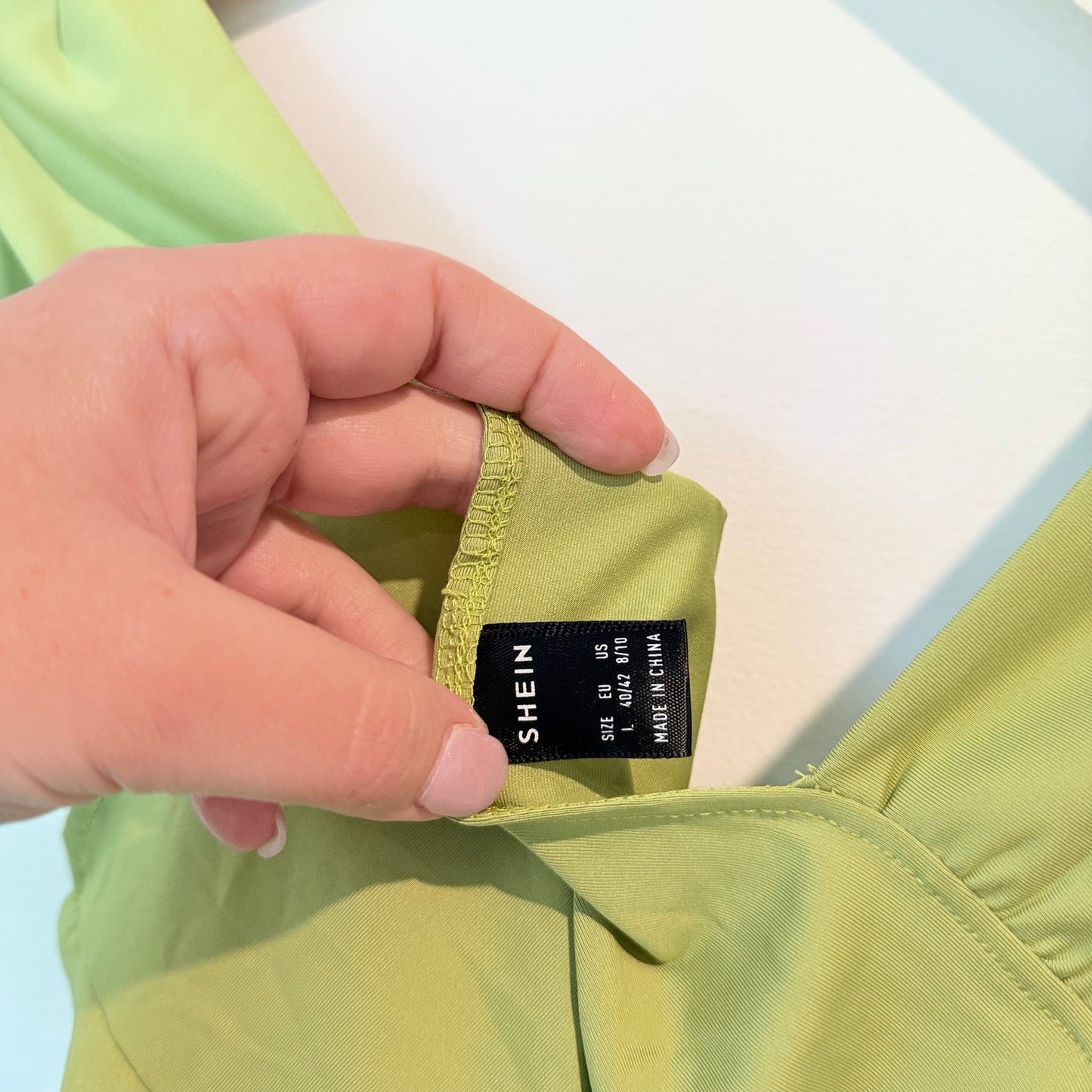 SHEIN Light Green Criss-Cross Halter Crop Top – Trendy, Size L