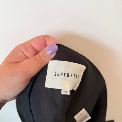 Superette Black Tie-Front Crop Top – Size 12