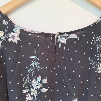 Katies Black Floral & Polka Dot Viscose Dress – Size 8