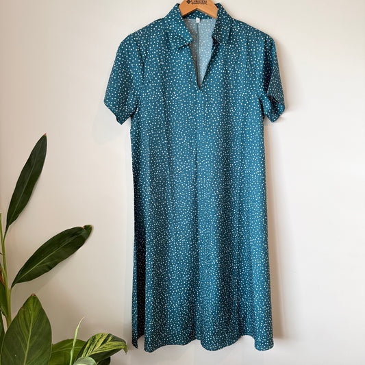 Unbranded Teal Polka Dot Short Sleeve Dress – Size S