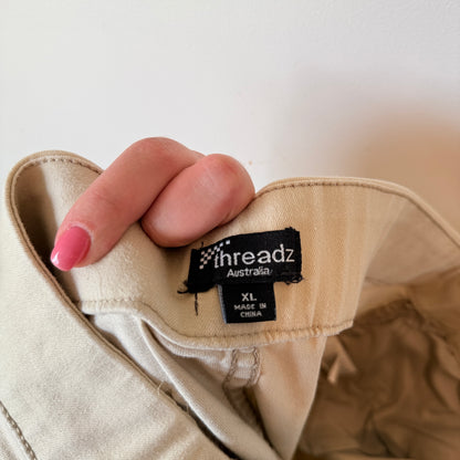 Threadz Size XL Beige Stretch Twill Pull-On Pants
