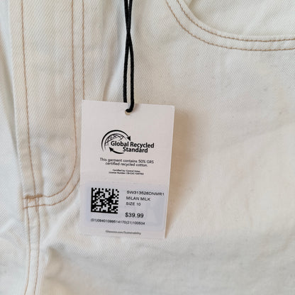 Glassons High Rise A-Line Denim Shorts (Milk) Size 10