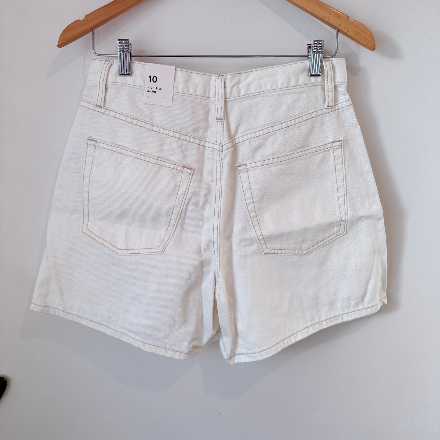 Glassons High Rise A-Line Denim Shorts (Milk) Size 10