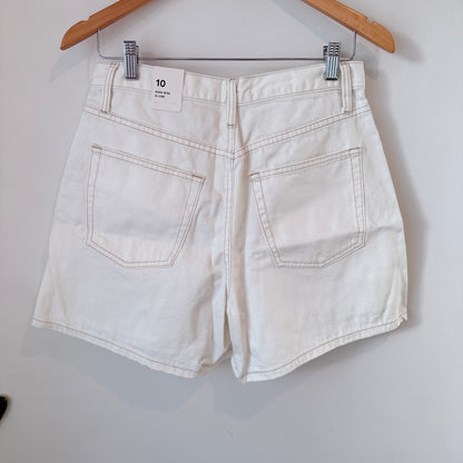Glassons High Rise A-Line Denim Shorts (Milk) Size 10