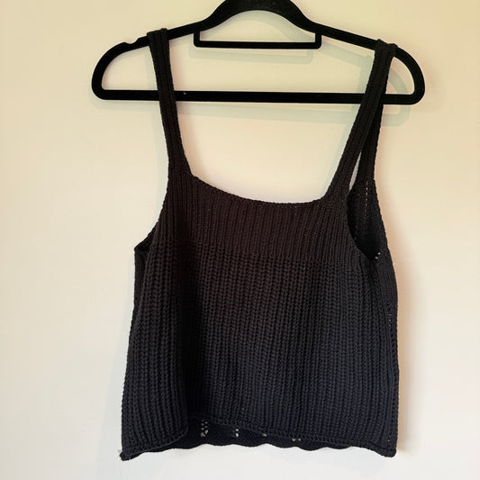Unknown Brand U/Arm to U/Arm 42cm Black Ribbed-Knit Tank Top