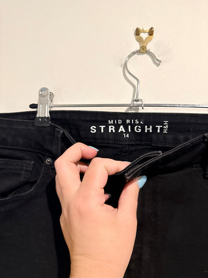H & H Size 14 Mid Rise Straight Leg Jeans