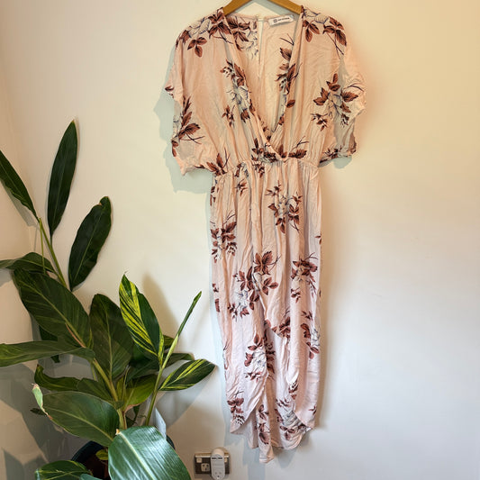 Pink Diamond Pastel Pink Bohemian Floral Maxi Dress - U/Arm 45cm