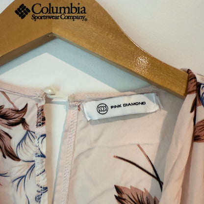 Pink Diamond Pastel Pink Bohemian Floral Maxi Dress - U/Arm 45cm