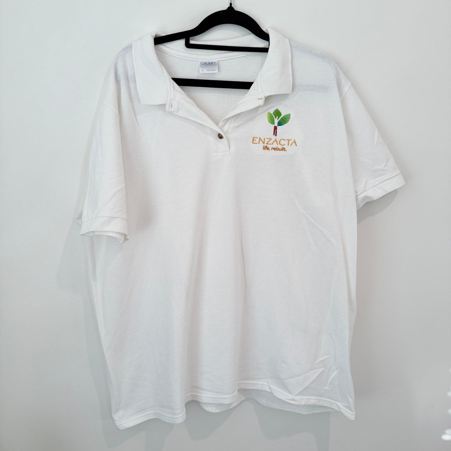 Gildan Size XL White Polo Shirt