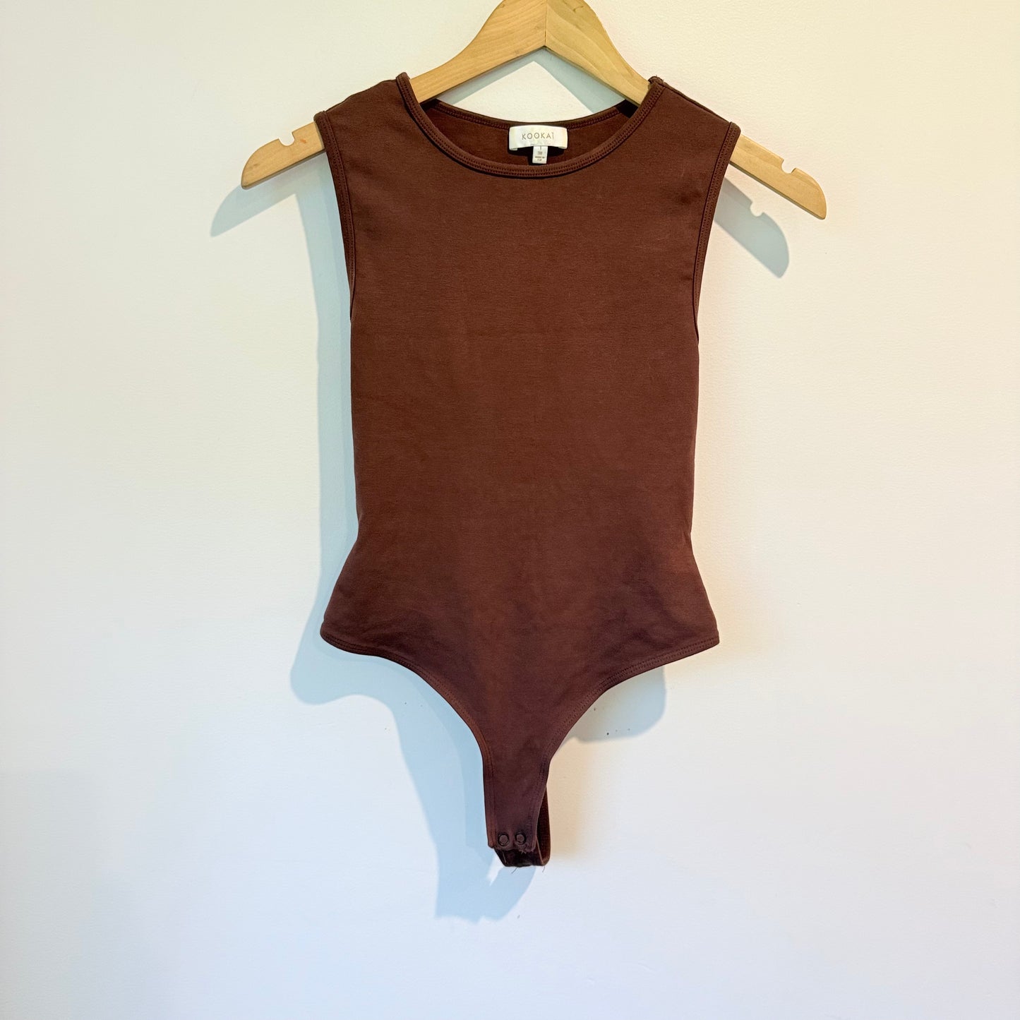 Kookai Size 1 Ribbed Cotton Bodysuit