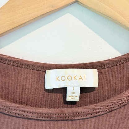 Kookai Size 1 Ribbed Cotton Bodysuit