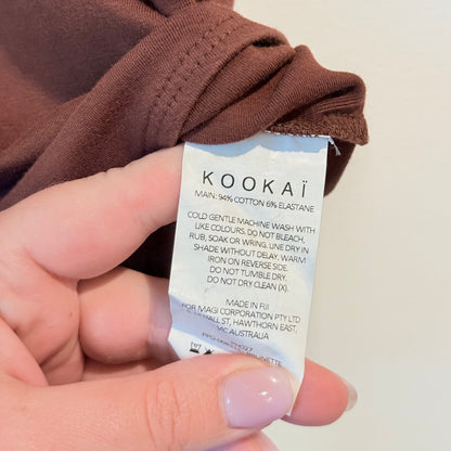 Kookai Size 1 Ribbed Cotton Bodysuit