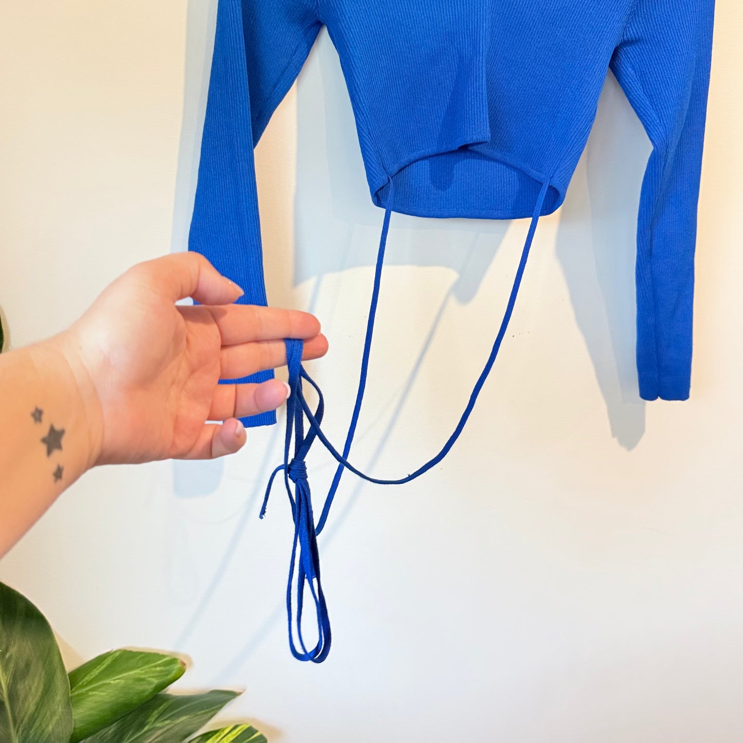 Zara Size L Ribbed Crop Top with Ties