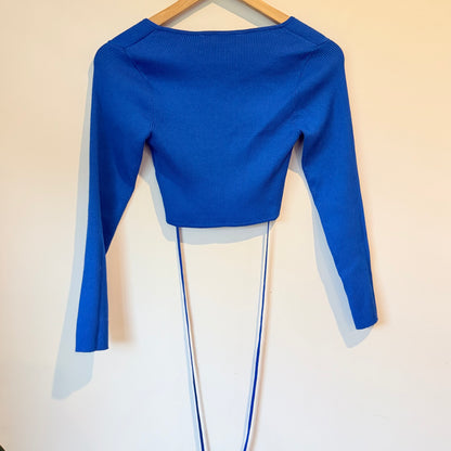 Zara Size L Ribbed Crop Top with Ties