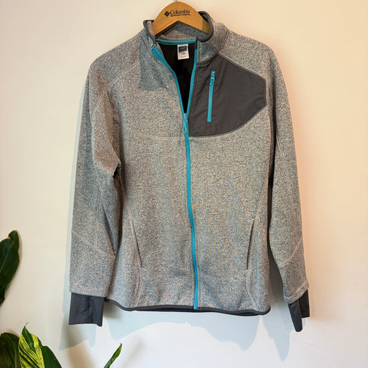 Active & Co Size 16 Gray Full-Zip Fleece Jacket Turquoise Accents
