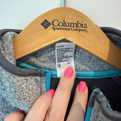 Active & Co Size 16 Gray Full-Zip Fleece Jacket Turquoise Accents