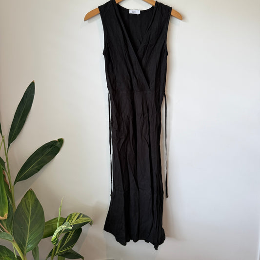 Liam (NZ Made) Size 6 Black Linen Dress