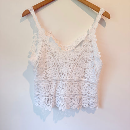One Size White Crochet Top