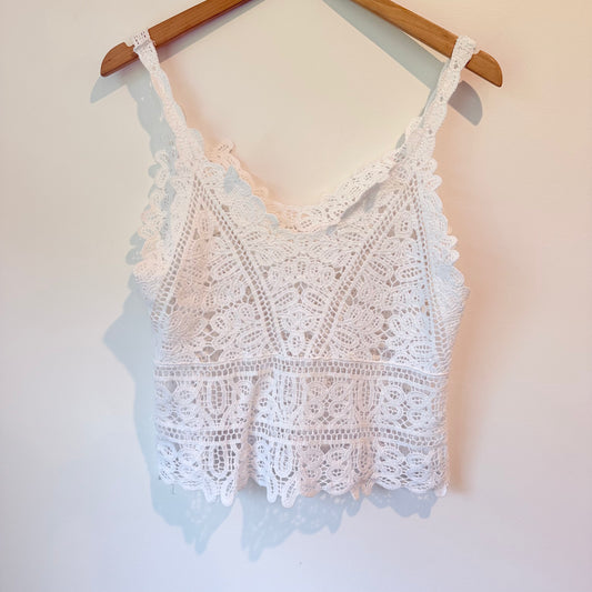 One Size White Crochet Top