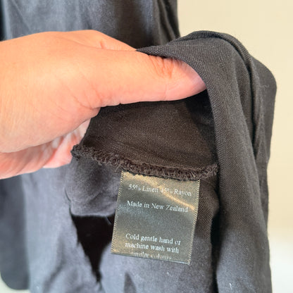 Liam (NZ Made) Size 6 Black Linen Dress